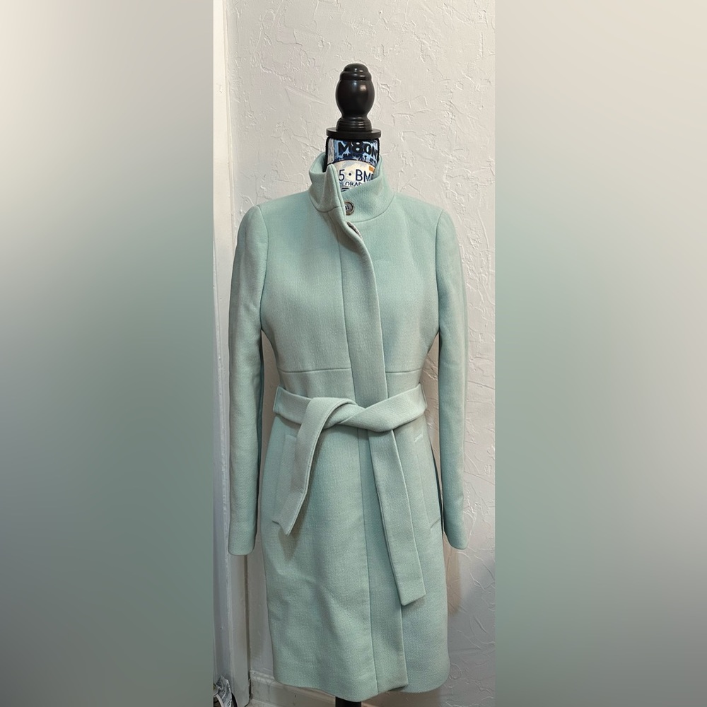 Jcrew light green double cloth coat size 10
